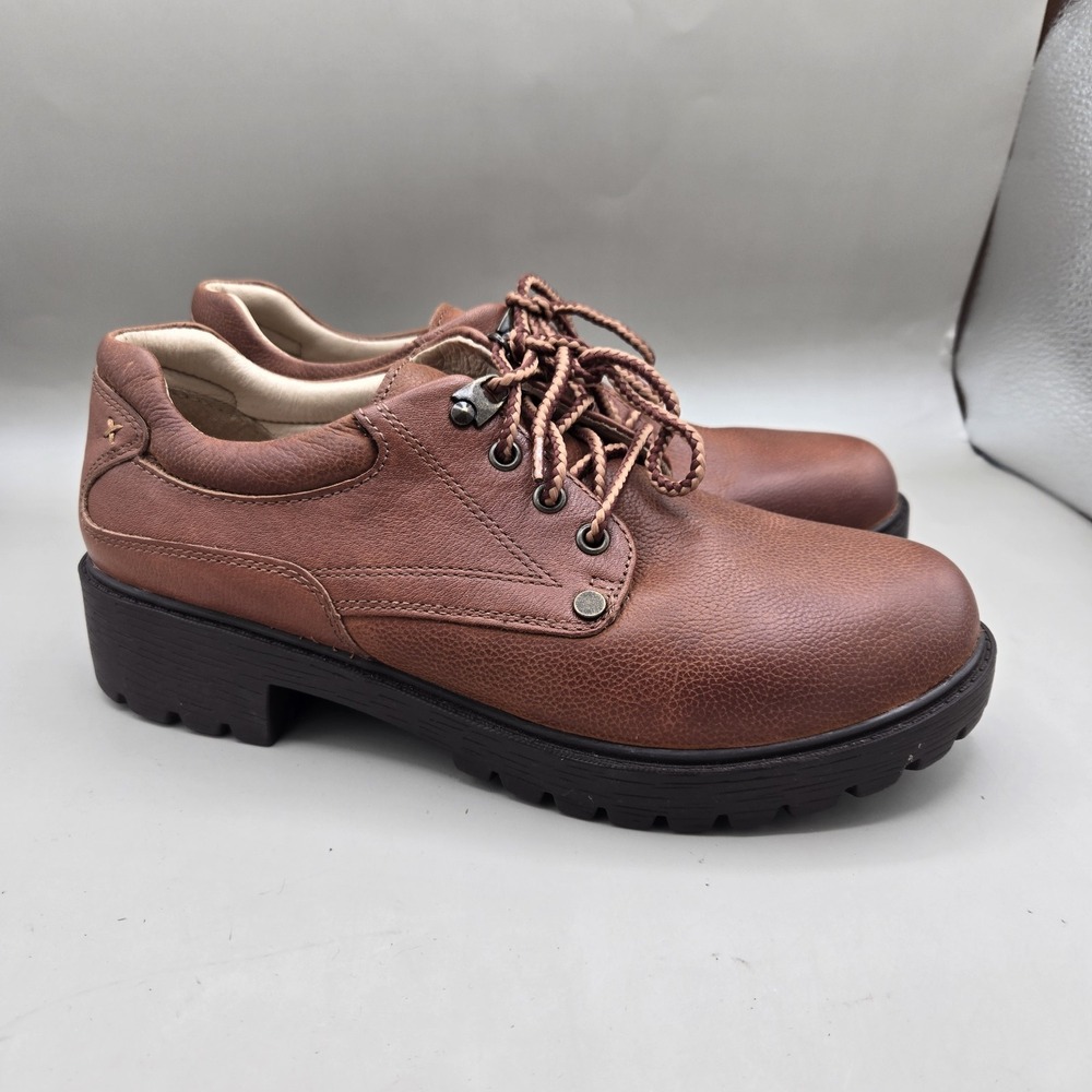 Alegria‎ Cheryl Che-647 Womens Cognac Leather Lace Up Boots Size 38 US 7.5